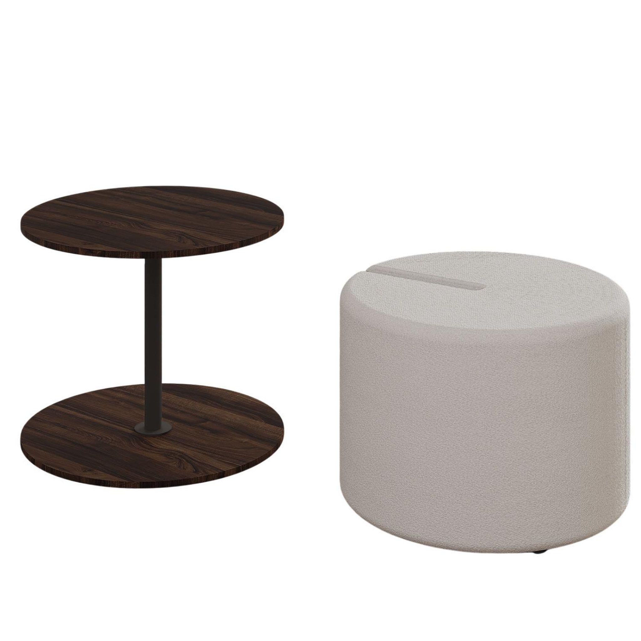 Habitat et Jardin Table d'appoint avec pouf en bois  vexana  - 43 x 43 x 47 cm - marron