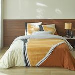 Home collection Parure housse de couette 100% coton 57 fils cross gris perle. Coloris disponibles : Marron