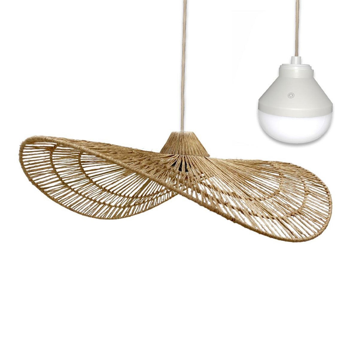 Lumisky Suspension d'extérieur nomade MARBELLA Bois Jute H14CM