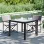 Voir la diapositive 1 : VIDAXL Table de jardin 90x90x75 cm Verre trempe et resine tressee Noir