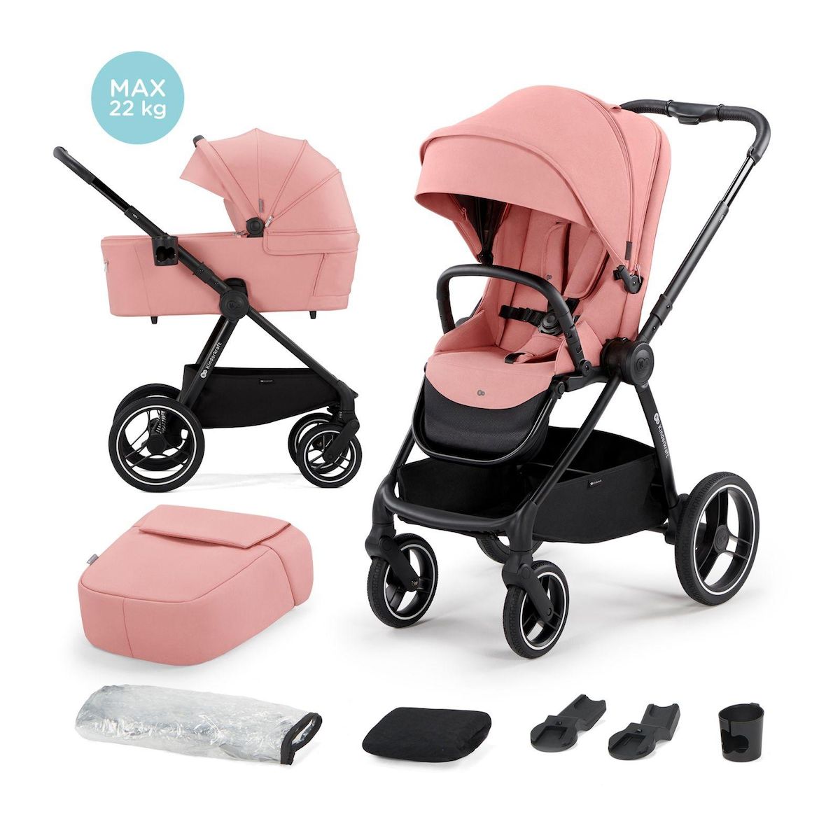 KINDERKRAFT Poussette combinée 2 en 1 avec suspension et protection UPF50+