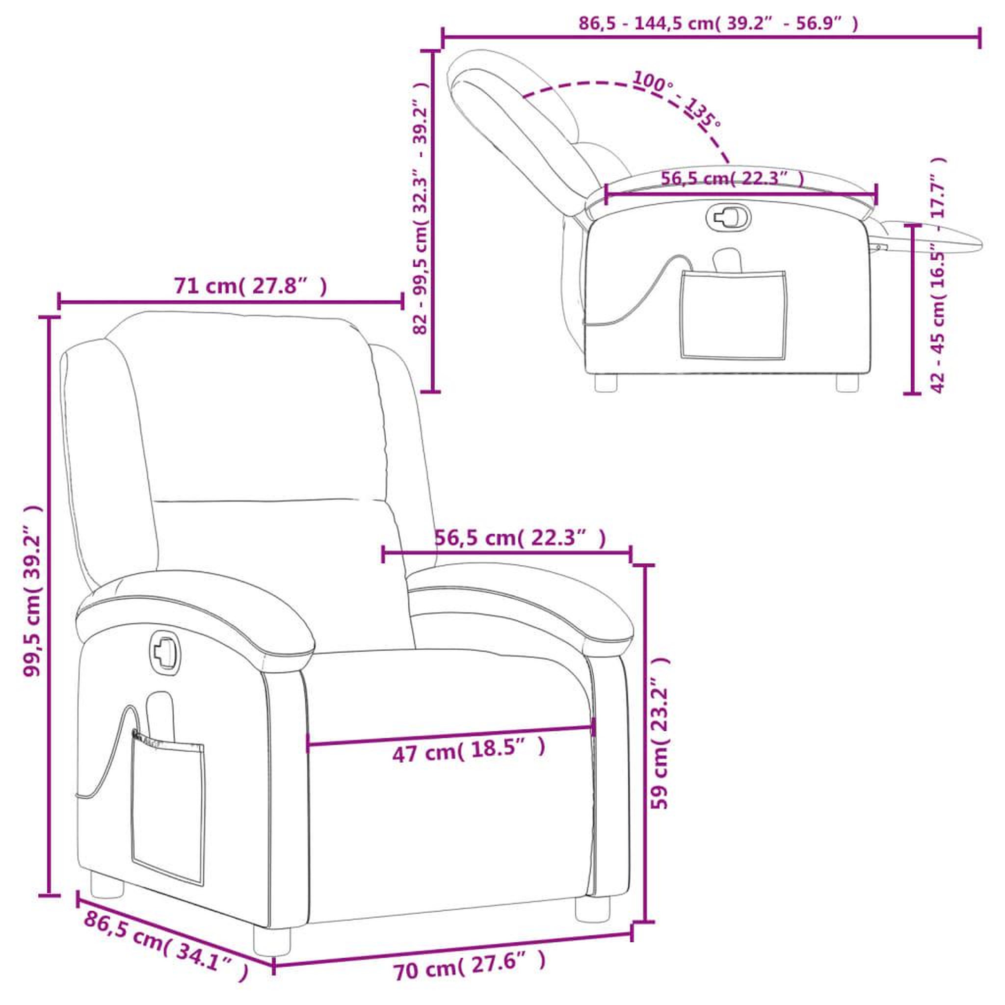 Voir la diapositive 6 : VIDAXL Fauteuil de massage inclinable Taupe Tissu