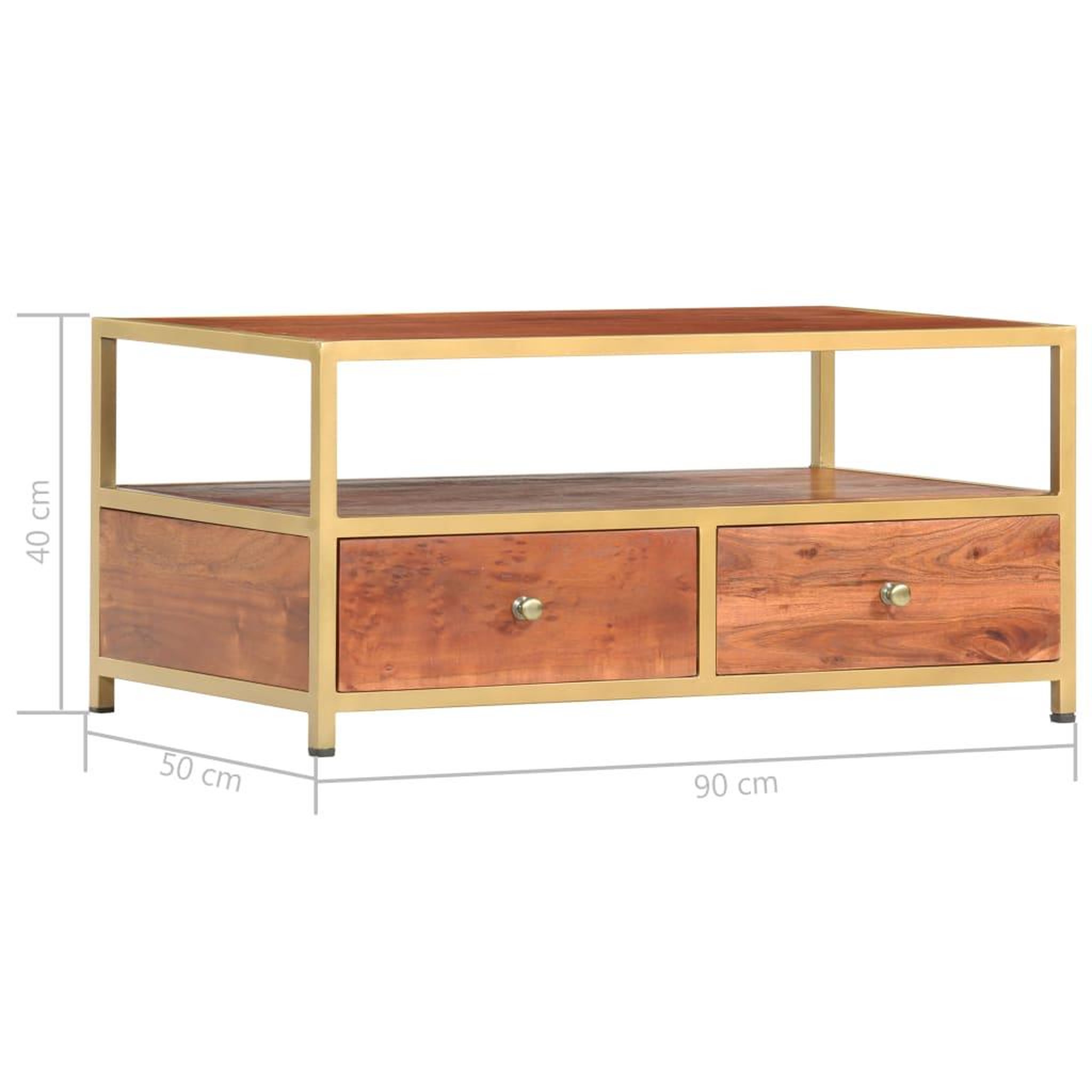 Voir la diapositive 6 : VIDAXL Table basse 90 x 50 x 40 cm Bois d'acacia massif