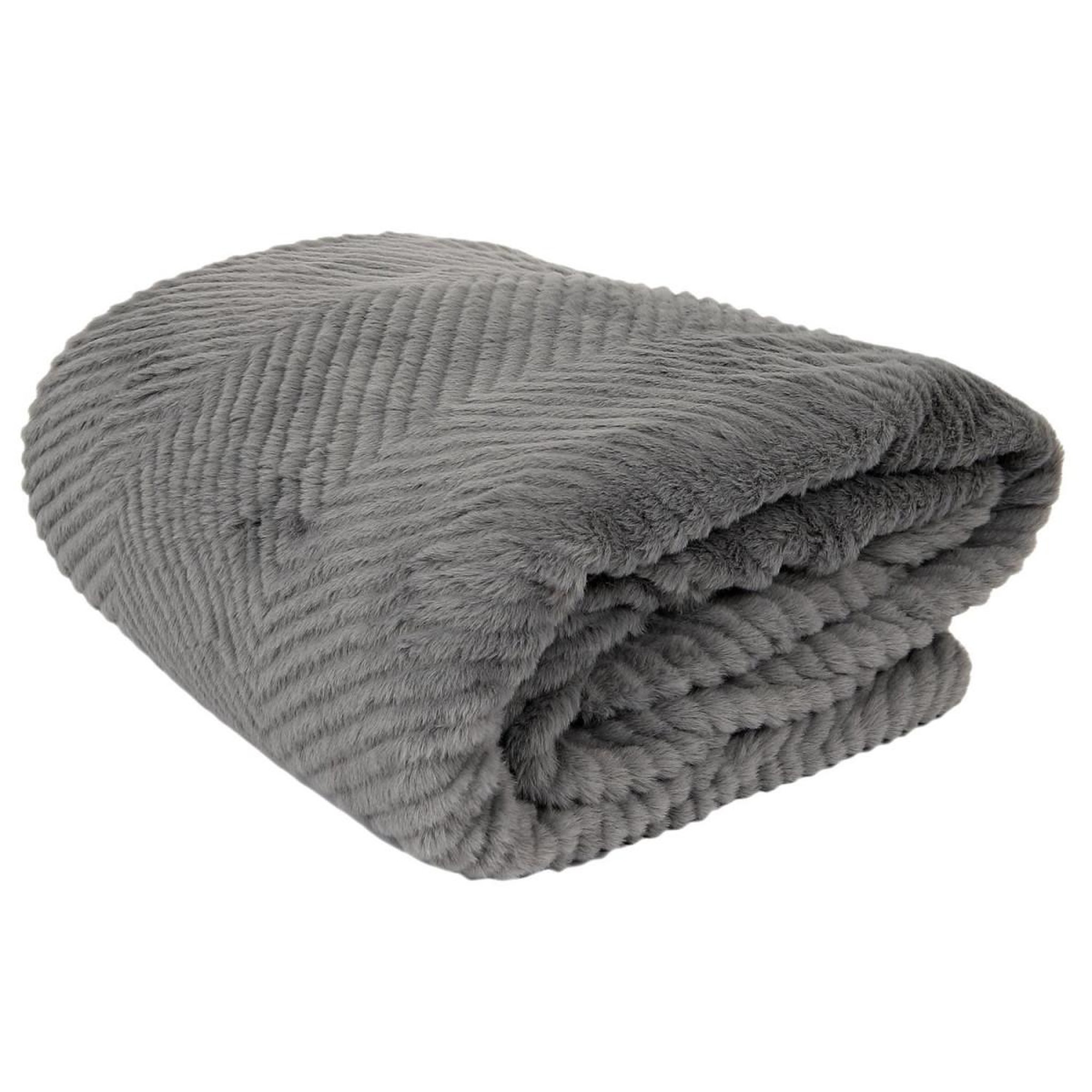 The Home Deco Factory Plaid velours imitation fourrure  sherpa  140x200cm gris