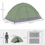 Voir la diapositive 3 : OUTSUNNY Tente de camping 2 personnes dim. 206L x 152l x 110H cm - portes zippée, poche rangement sac de transport inclus - fibre verre polyester Oxford vert