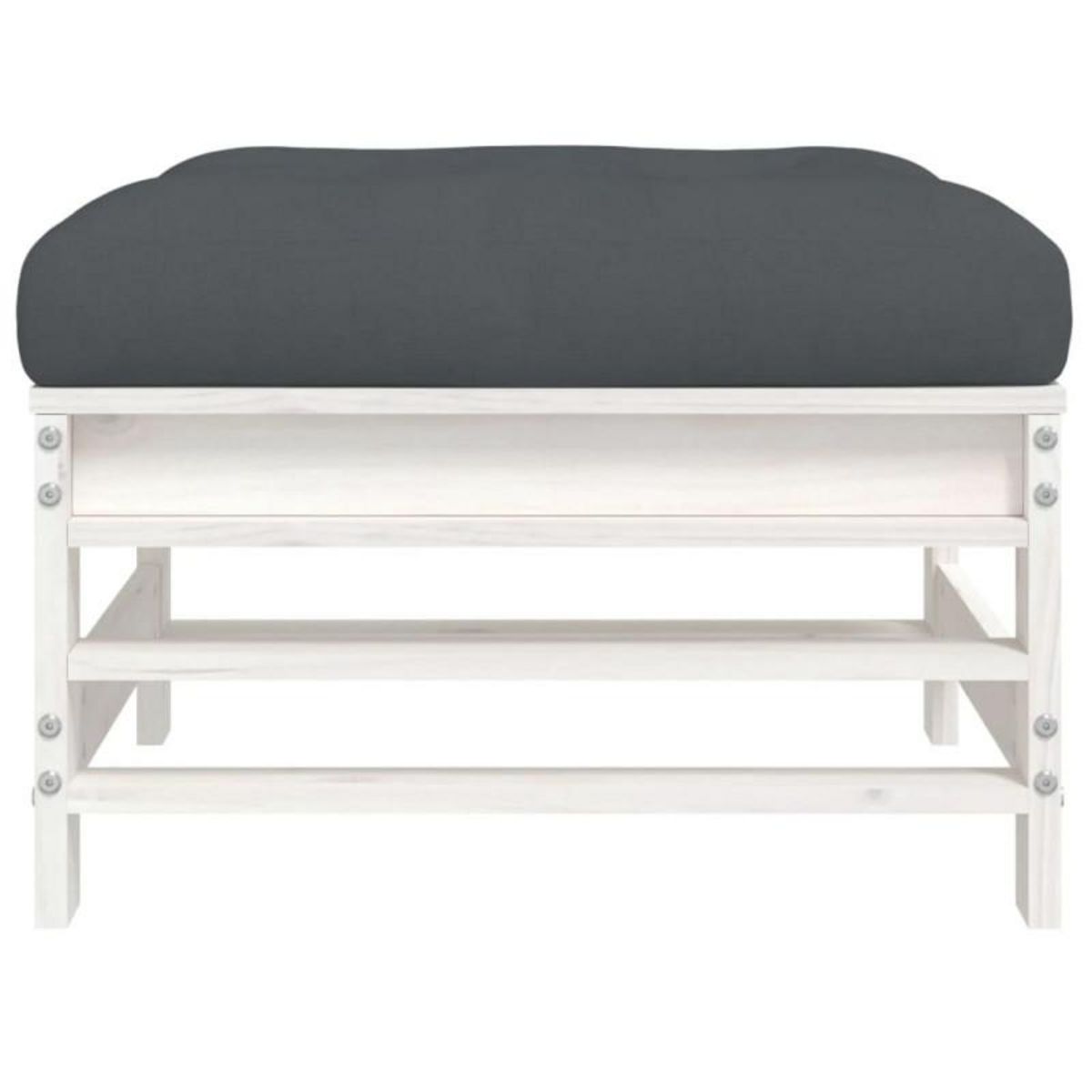 VIDAXL Repose pied de jardin avec coussin blanc bois de pin massif