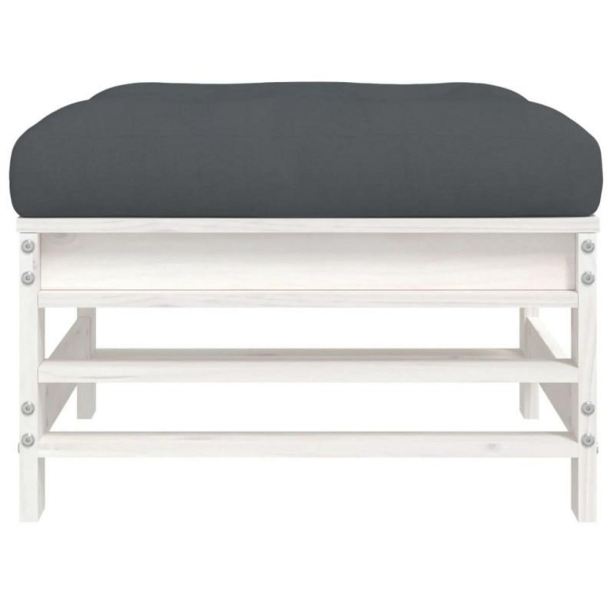 VIDAXL Repose pied de jardin avec coussin blanc bois de pin massif