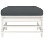 Voir la diapositive 4 : VIDAXL Repose pied de jardin avec coussin blanc bois de pin massif
