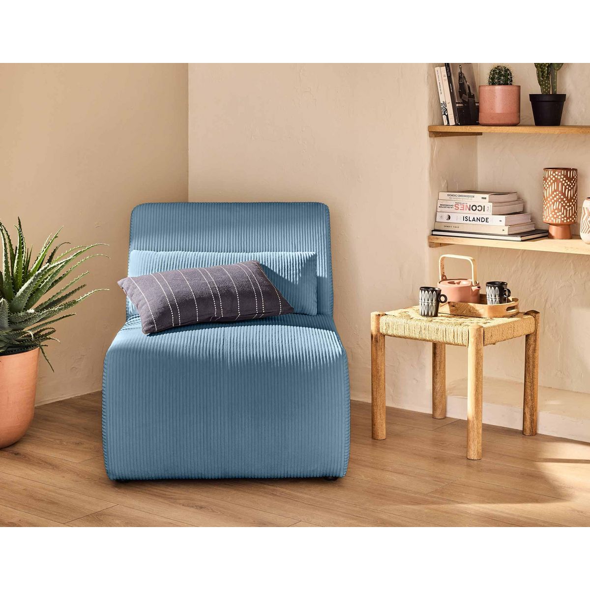 LISA DESIGN Onyx - fauteuil sans accoudoirs - en velours côtelé