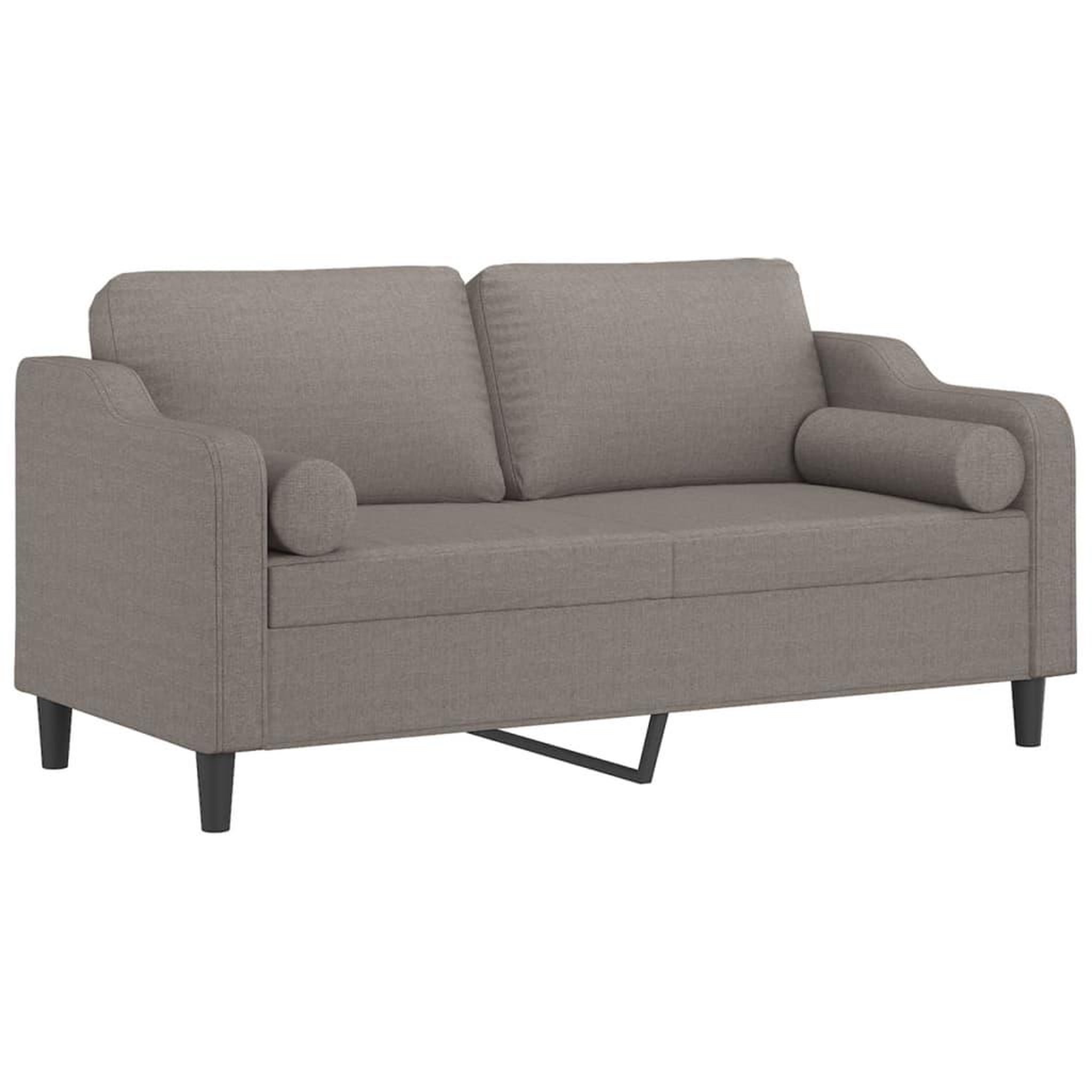 Voir la diapositive 3 : VIDAXL Canape 2 places avec oreillers decoratifs taupe 140 cm tissu
