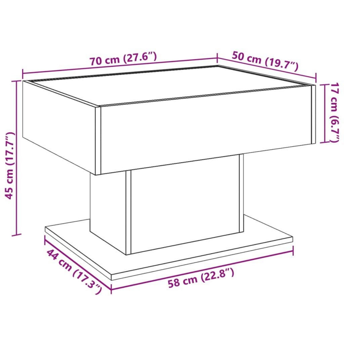 VIDAXL Table basse avec LED blanc 70x50x45 cm bois d'ingenierie