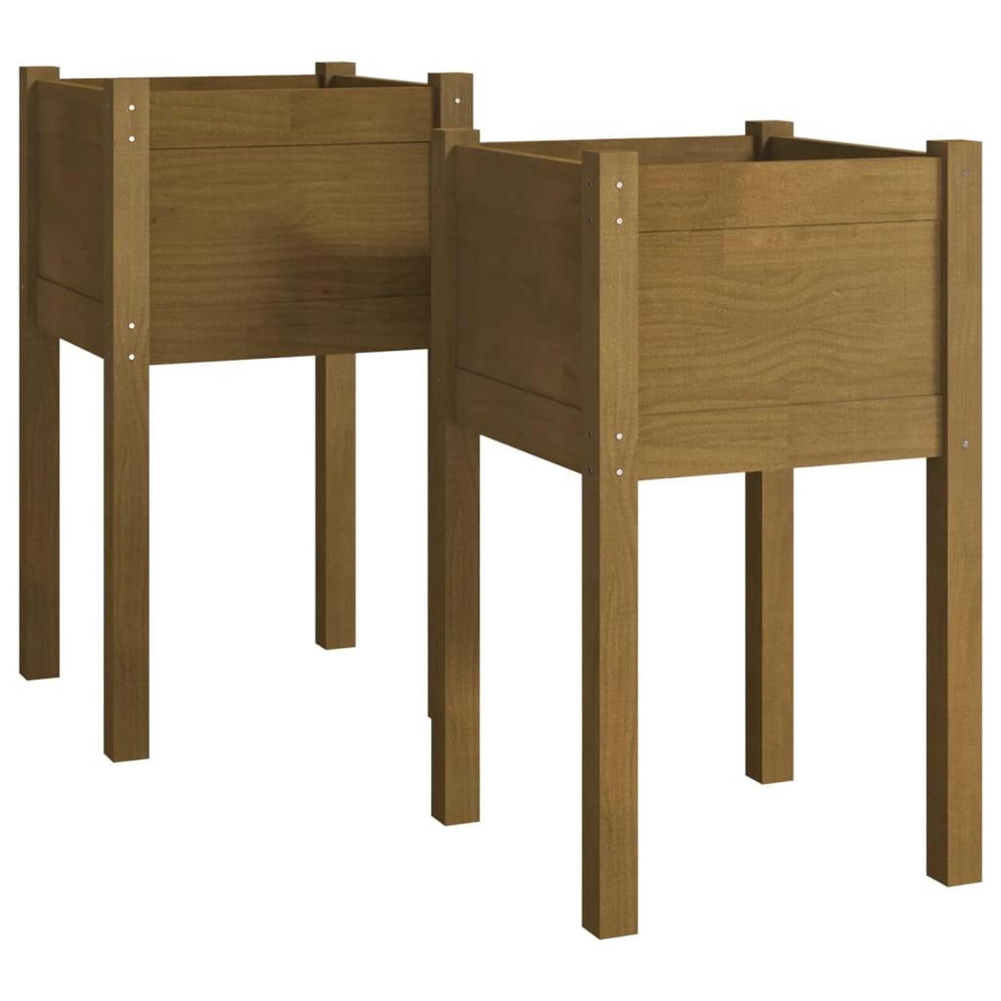 Voir la diapositive 2 : VIDAXL Jardinieres 2 pcs Marron miel 40x40x70 cm Bois de pin massif