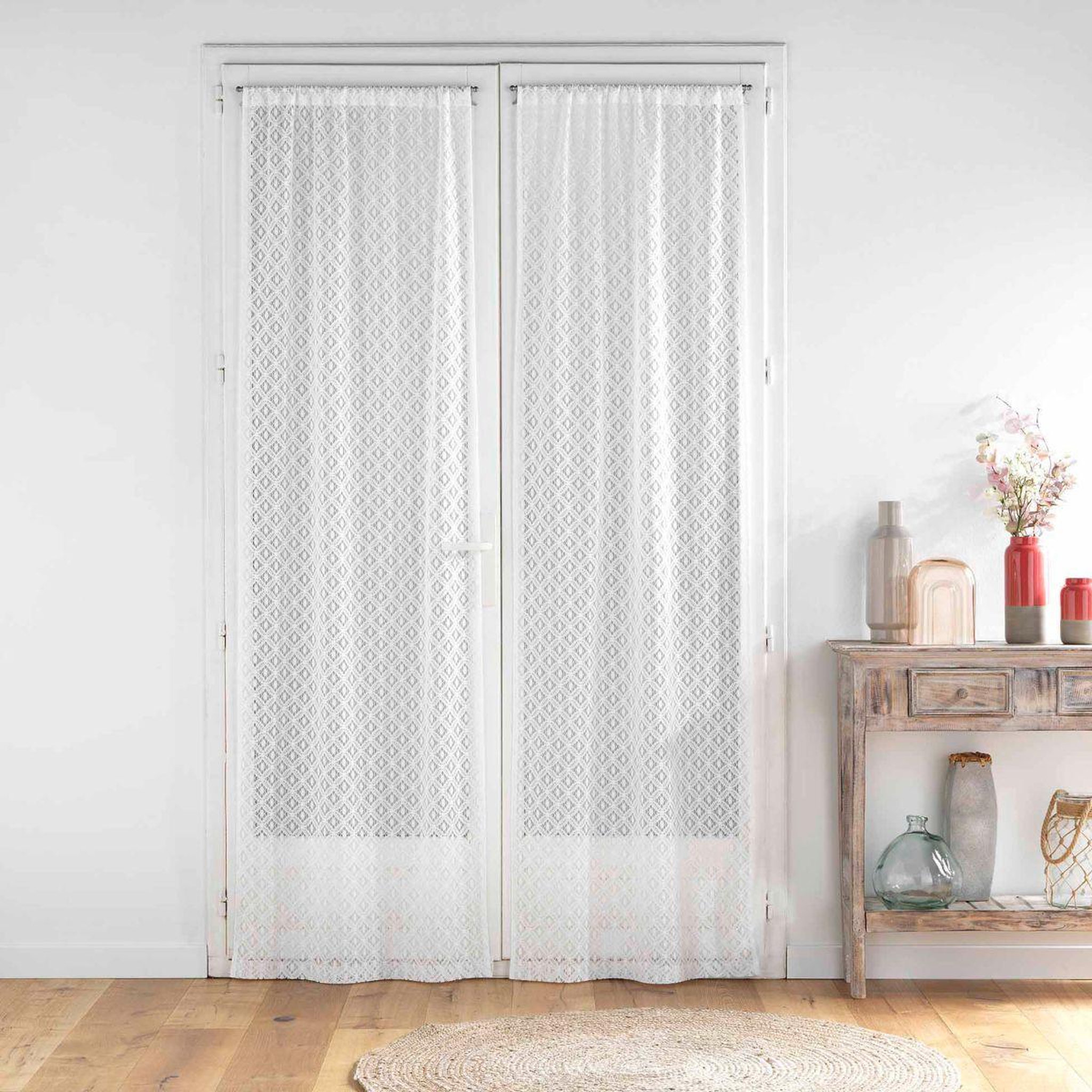 Voir la diapositive 2 : Douceur d'Intérieur Paire de voilages maille  odilia  70x200cm blanc