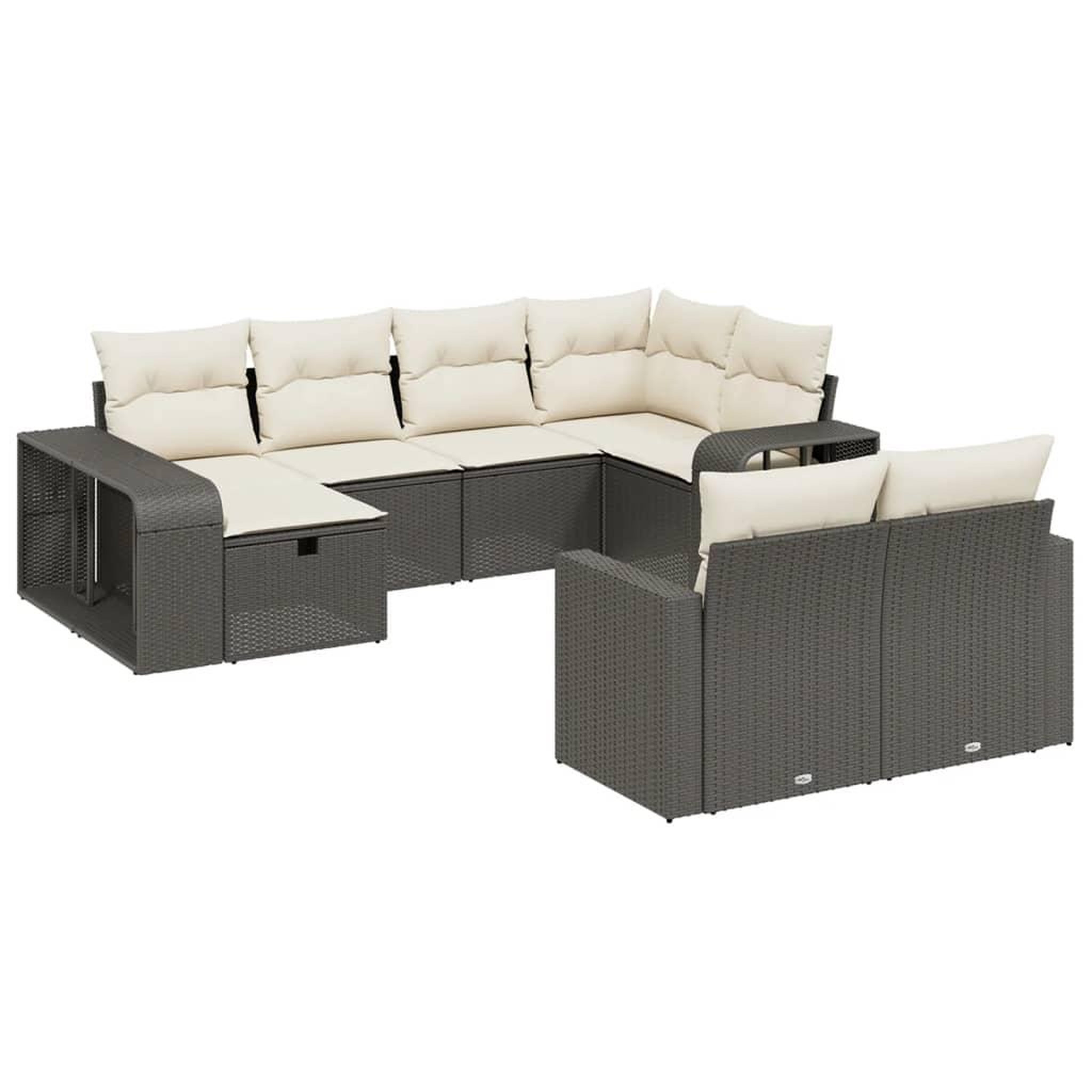 Voir la diapositive 2 : VIDAXL Salon de jardin 10 pcs avec coussins noir resine tressee