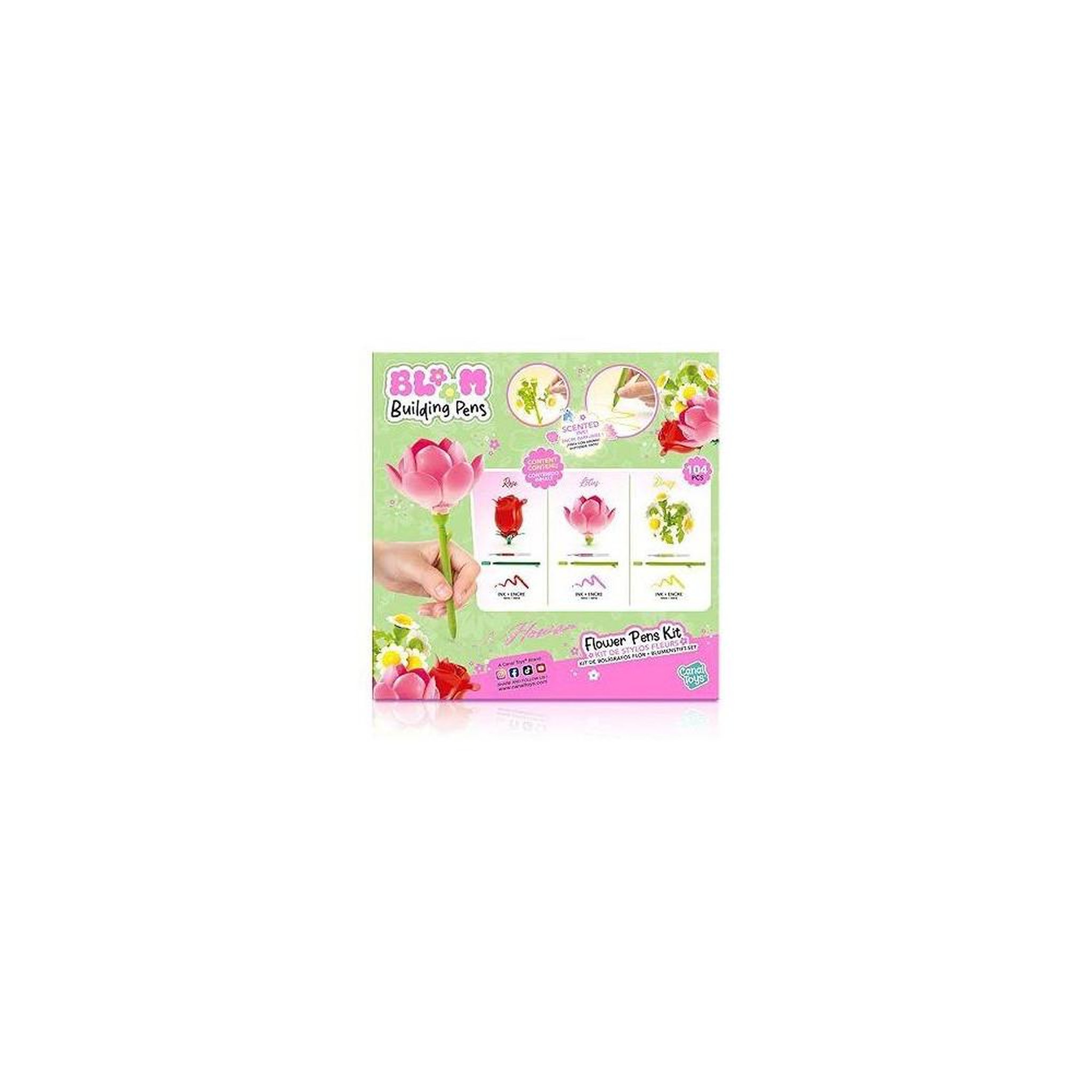 Voir la diapositive 4 : Canal Toys Canal Toys - BLOOM – Stylo Fleur a Construire – Pack de 3 – Rose, Lotus et Marguerite - Encre pailletée et parfumée –