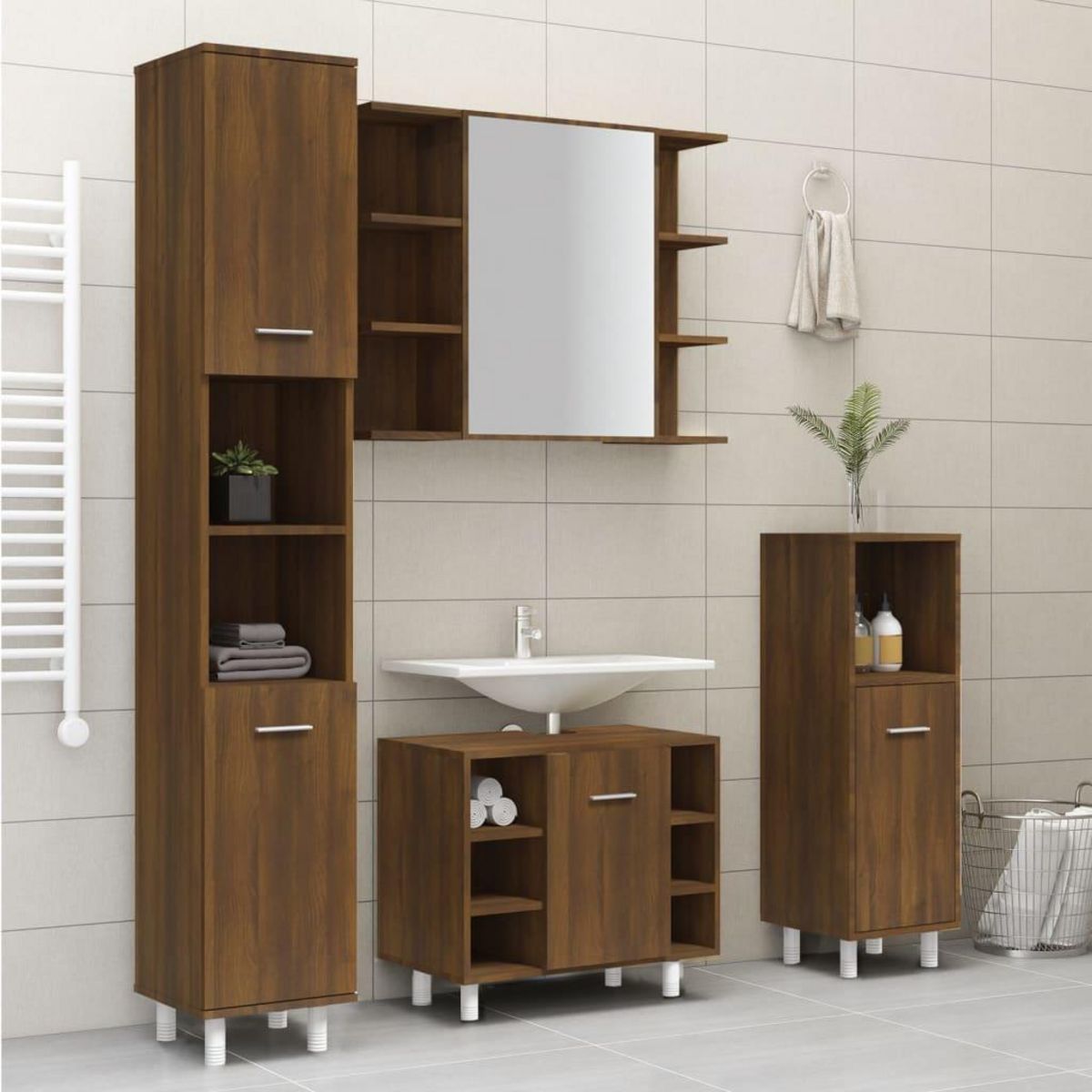 VIDAXL Armoire de bain Chene marron 30x30x179 cm Bois d'ingenierie