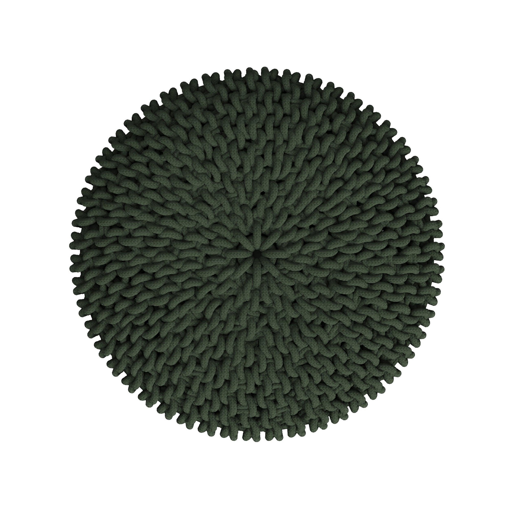 Voir la diapositive 6 : MAISON PAVANE Petit tabouret tricot en coton vert kaki-lisa