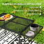 Voir la diapositive 6 : OUTSUNNY Table de camping pliante portable hauteur réglable 2 étagères piètement alu maille métal noir
