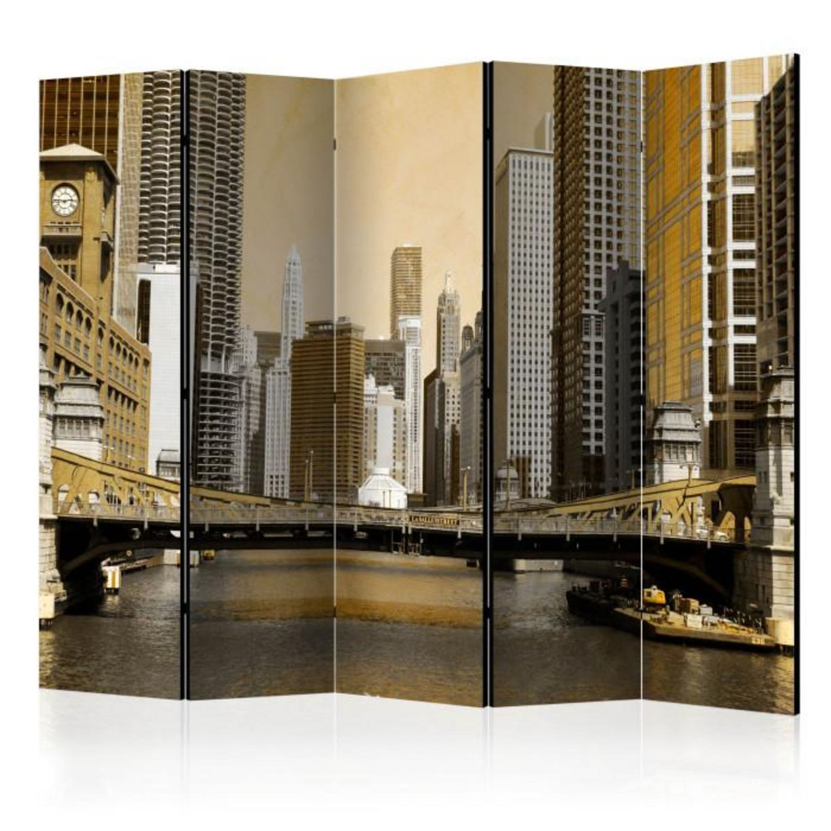 Paris Prix Paravent 5 Volets  Chicago's Bridge Vintage Effect  172x225cm