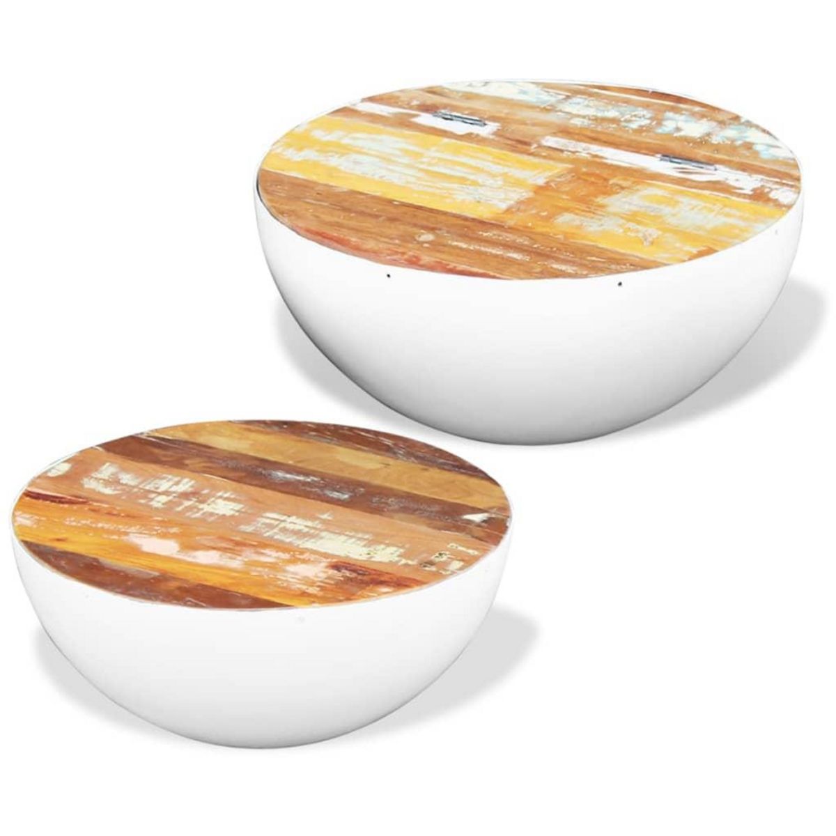 VIDAXL Ensemble de 2 tables basses Forme de bol Bois de recuperation