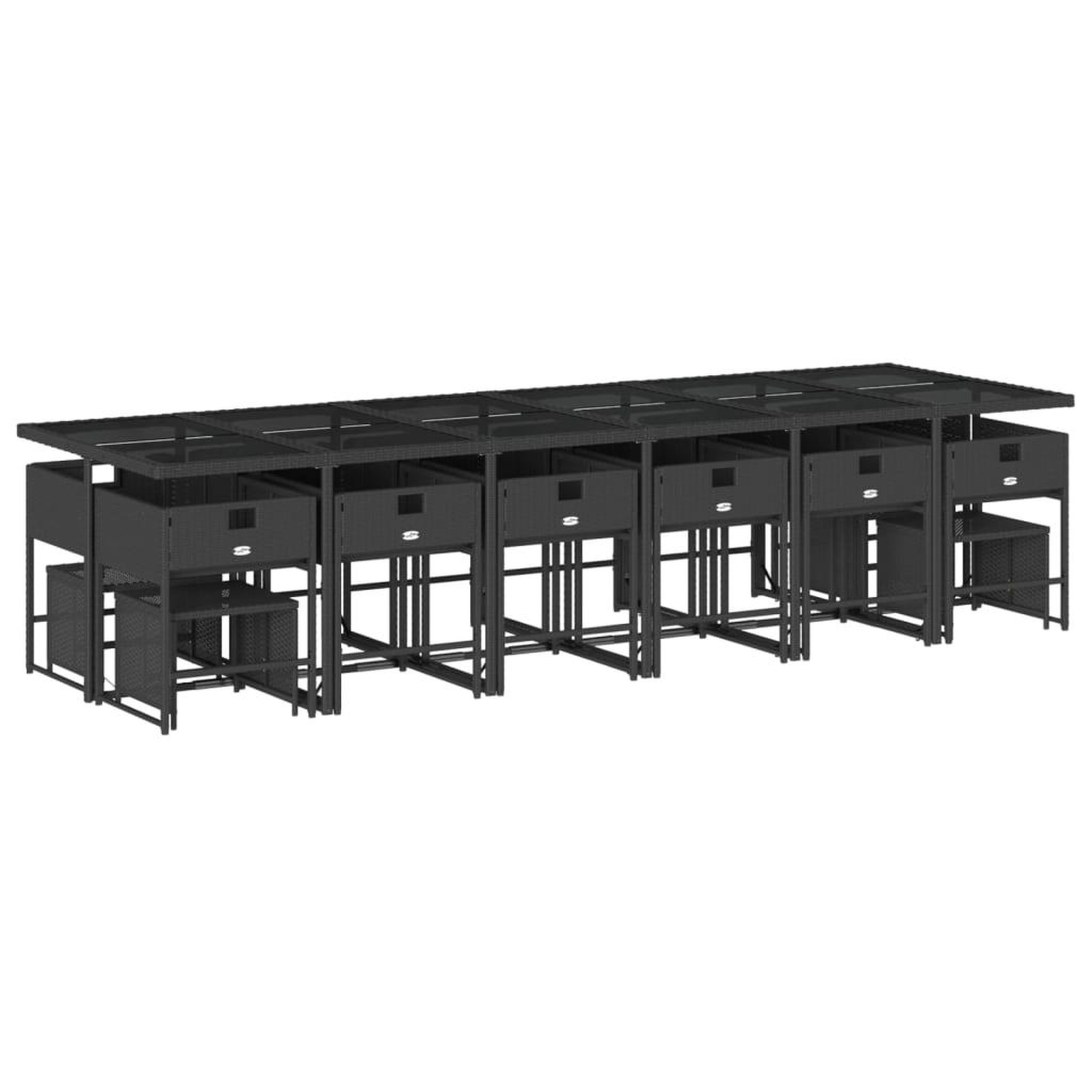 Voir la diapositive 5 : VIDAXL Ensemble a manger de jardin 17 pcs coussins noir resine tressee