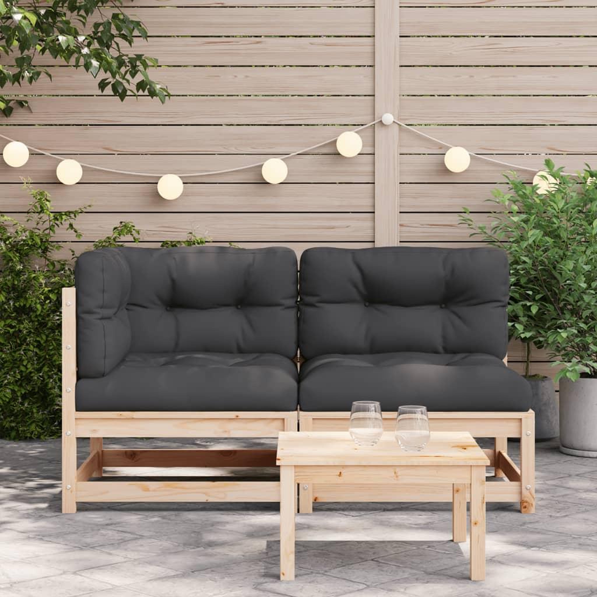 Voir la diapositive 3 : VIDAXL Canape de jardin avec coussins 2 places bois de pin massif