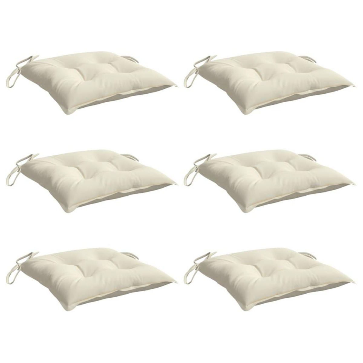 VIDAXL Coussins de chaise lot de 6 blanc creme 50x50x7 cm tissu oxford