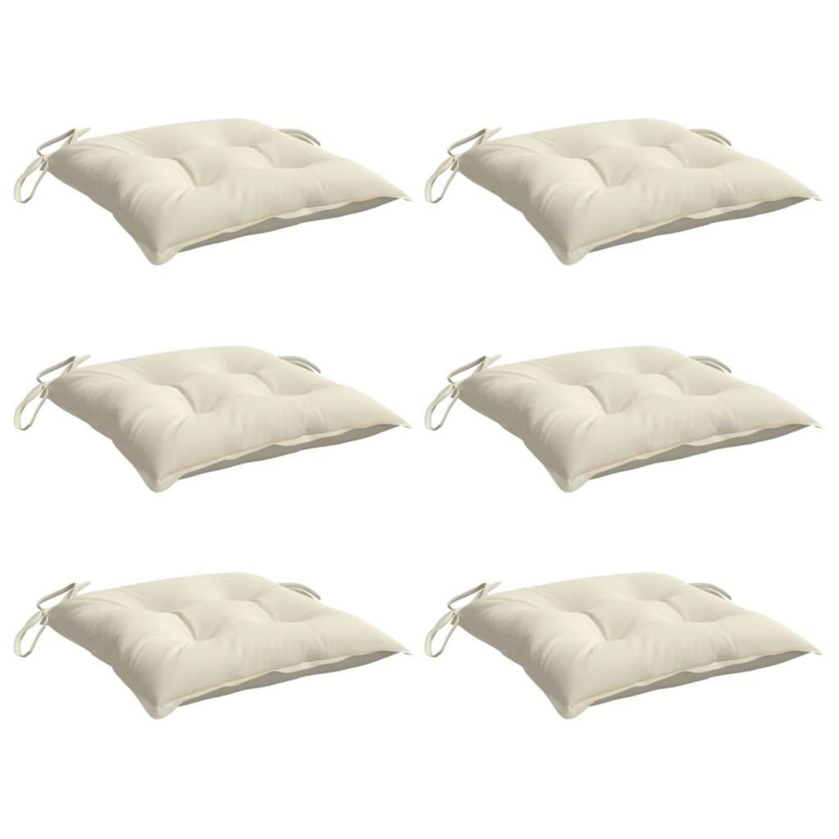 VIDAXL Coussins de chaise lot de 6 blanc creme 50x50x7 cm tissu oxford