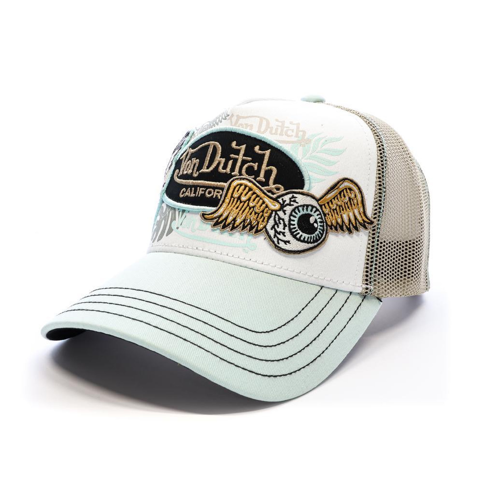 VON DUTCH Casquette Turquoise/Noir/Beige Homme Von Dutch PATCHES. Coloris disponibles : Blanc