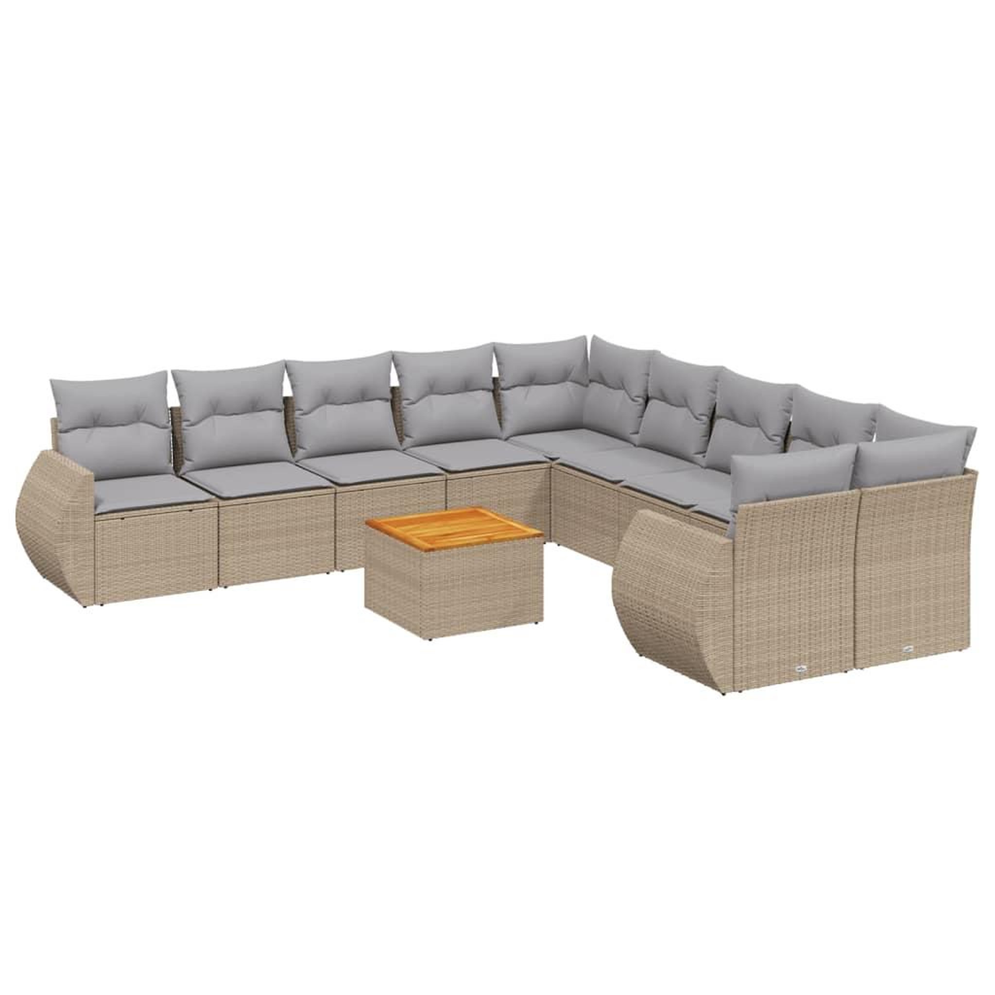 Voir la diapositive 2 : VIDAXL Salon de jardin 11 pcs avec coussins beige resine tressee