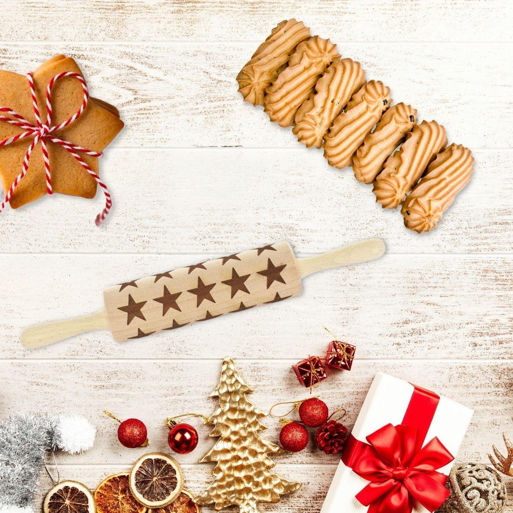 Voir la diapositive 2 : Fackelmann Rouleau à pâtisserie en bois motif étoiles 40 cm fackelmann noël