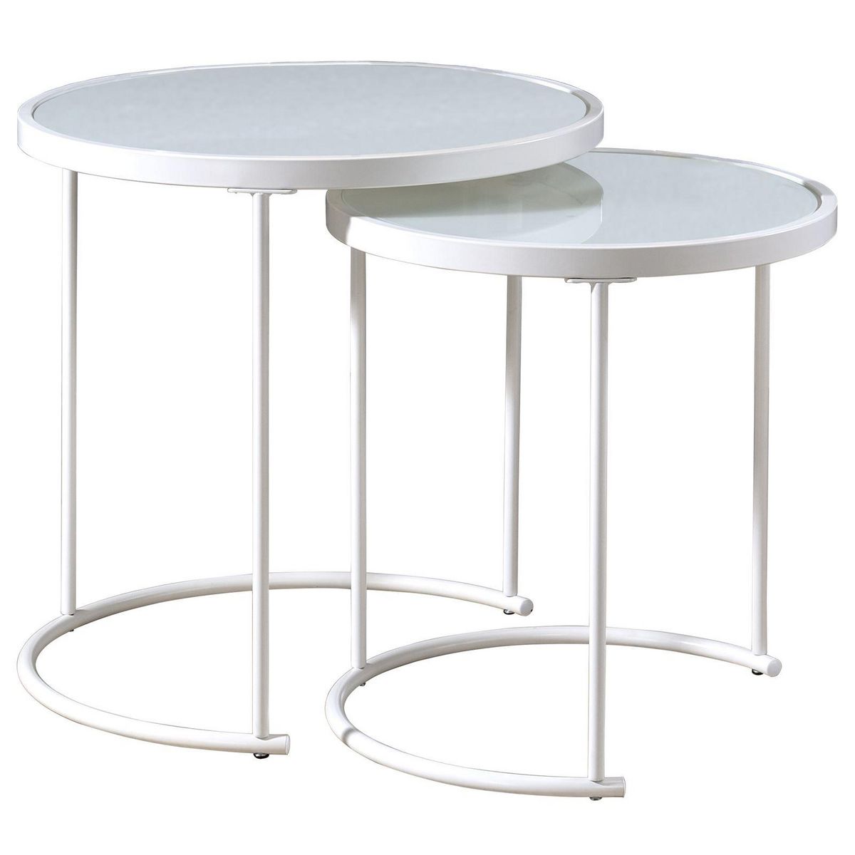 IDIMEX Lot de 2 tables d'appoint gigognes LEYRE, plateau rond en verre