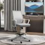 Voir la diapositive 2 : HOMCOM Fauteuil de bureau chaise de bureau assise haute réglable dim. 64L x 59l x 104-124H cm pivotant 360° maille respirante gris