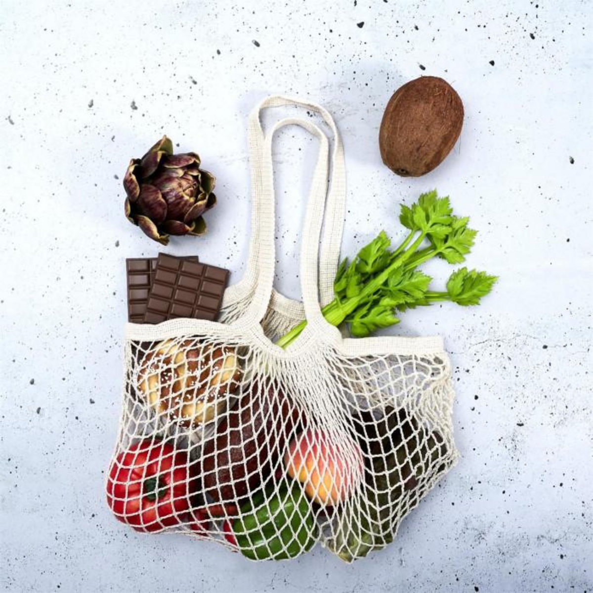 Entre temps Sac filet a provision avec pochon coton 36 x 35 cm