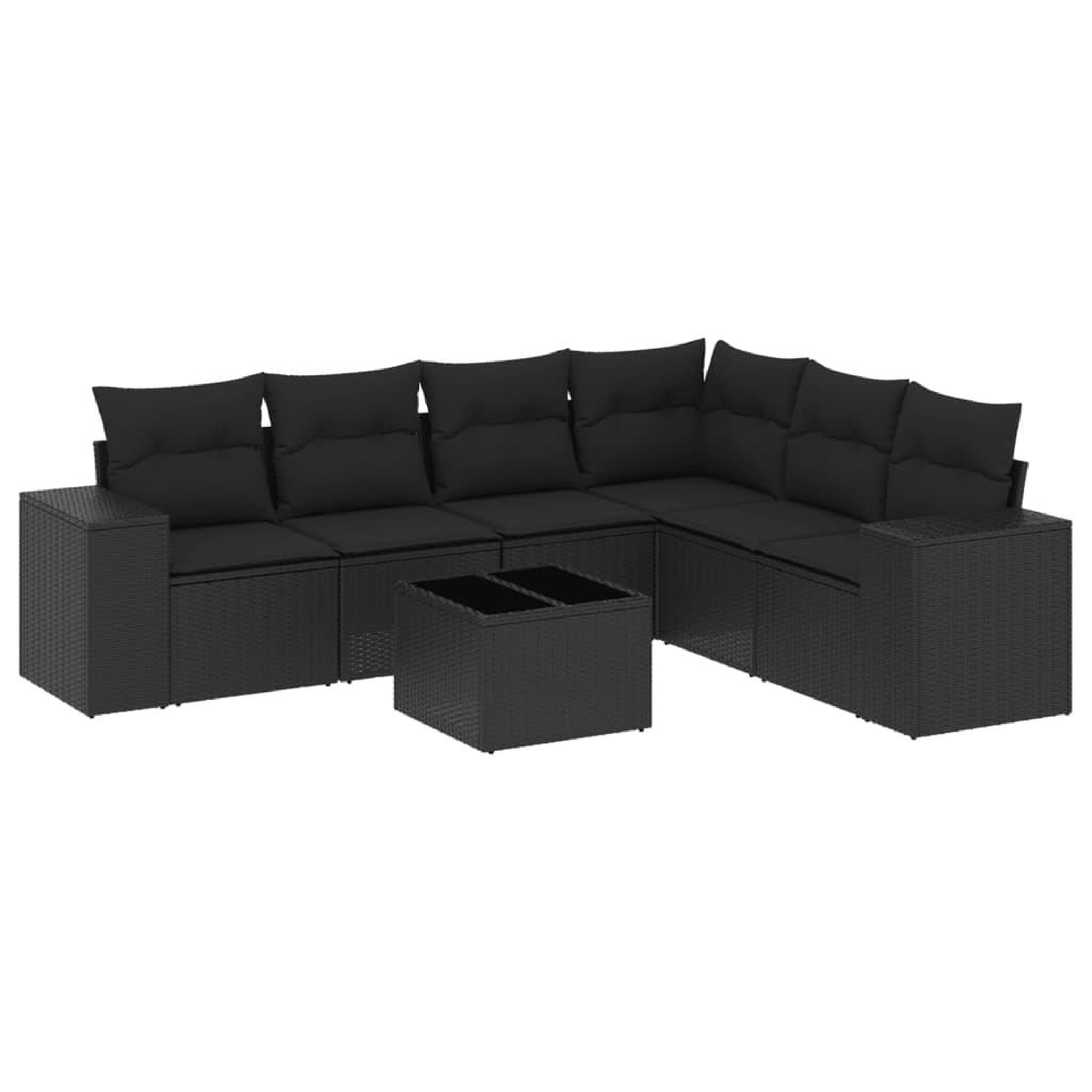 Voir la diapositive 2 : VIDAXL Salon de jardin 7 pcs avec coussins noir resine tressee