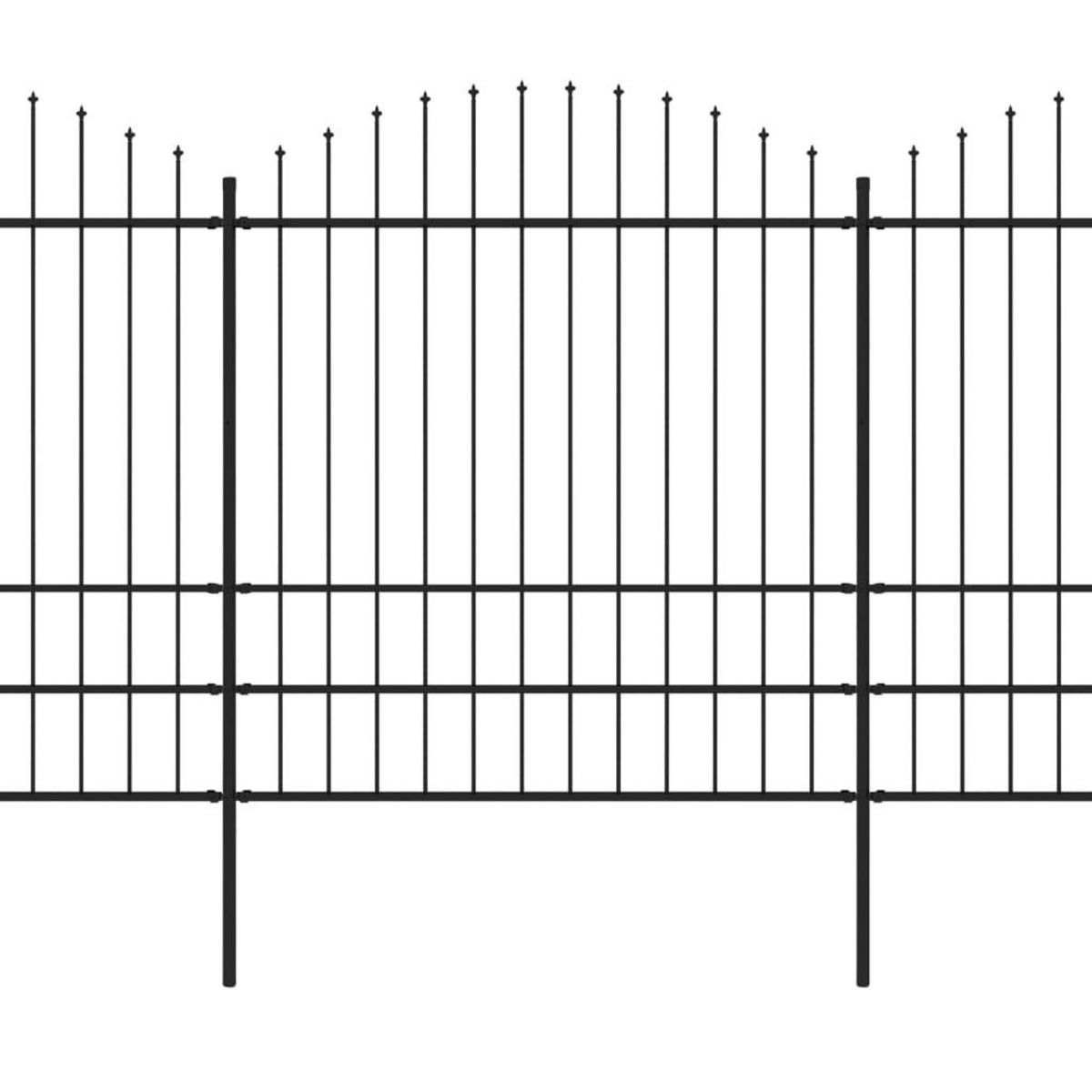 VIDAXL Cloture de jardin a dessus en lance Acier (1,75-2)x13,6 m Noir