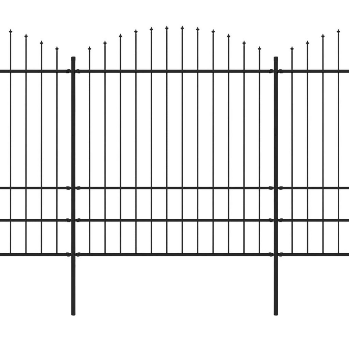 VIDAXL Cloture de jardin a dessus en lance Acier (1,75-2)x13,6 m Noir