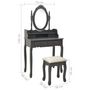 Voir la diapositive 6 : VIDAXL Ensemble de coiffeuse avec tabouret Gris 75x69x140 cm Paulownia