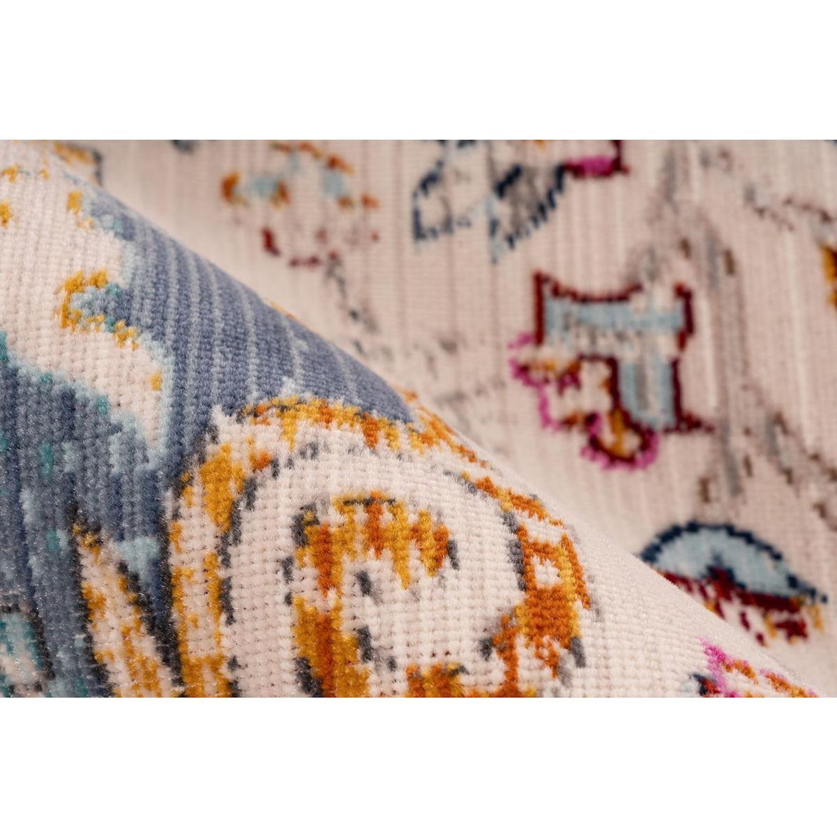 Paris Prix Tapis Oriental Effet Usé  Anouk  Blanc & Bleu