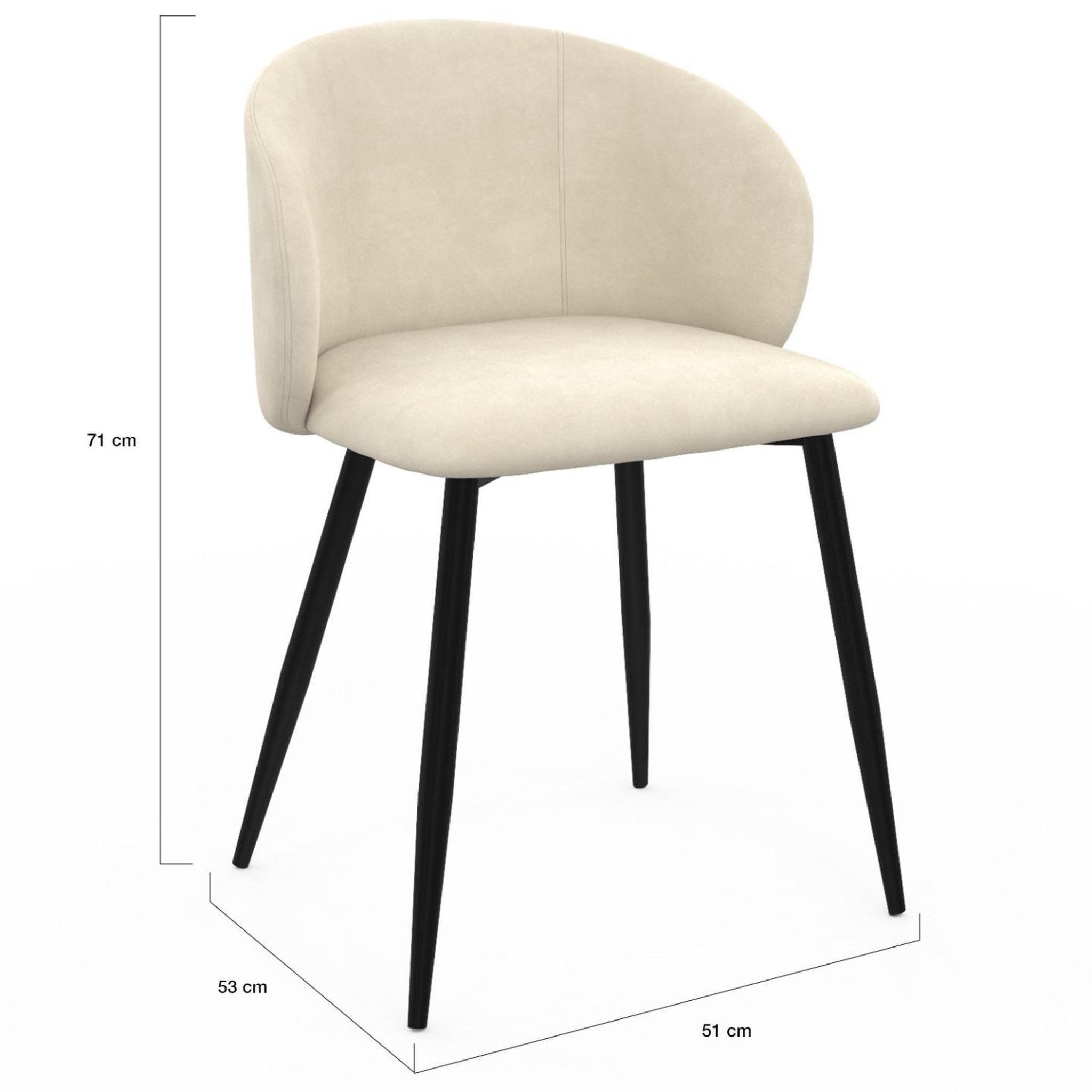 Voir la diapositive 5 : ID MARKET Lot de 6 chaises kira en velours crème pour salle à manger