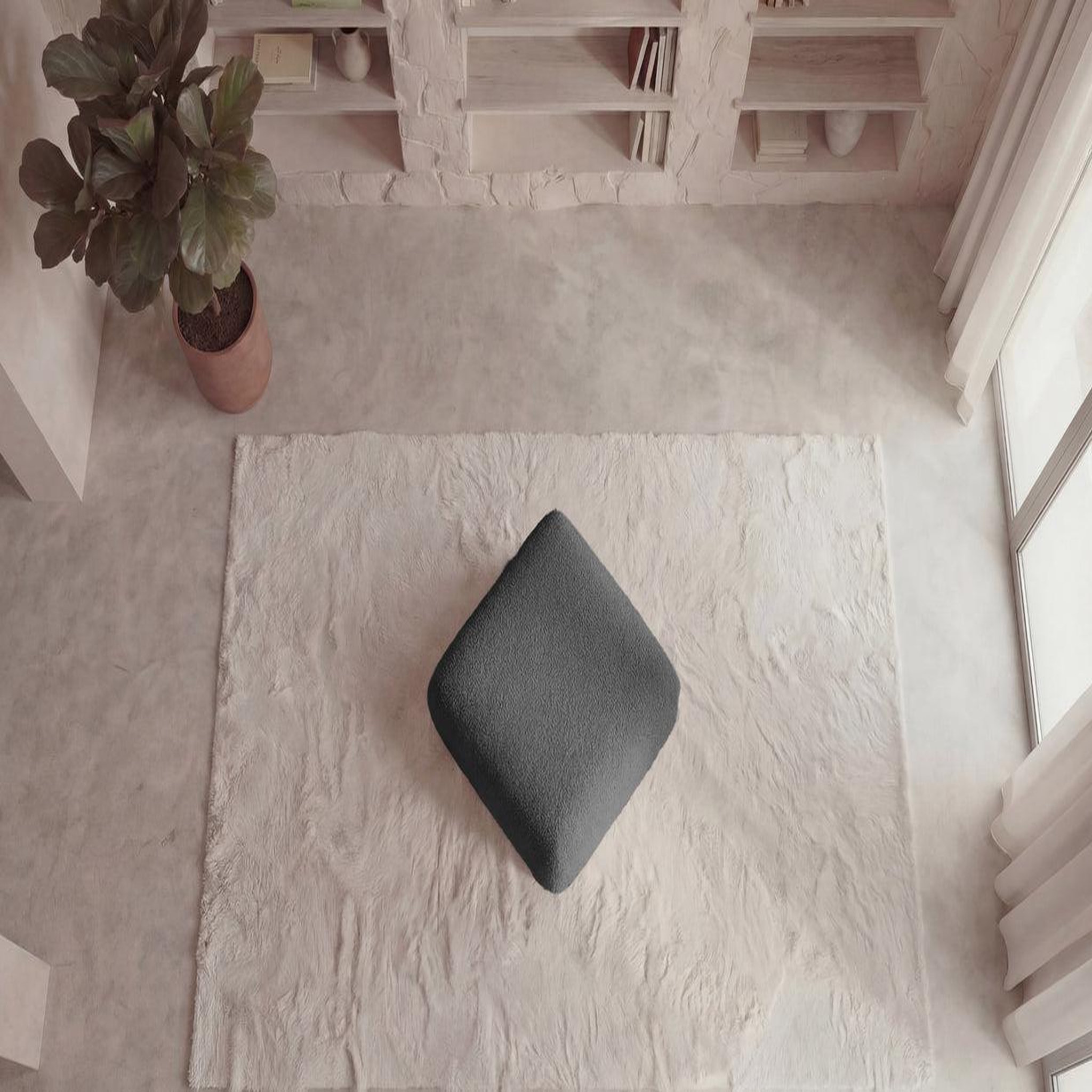 Voir la diapositive 5 : CASANOVA PARIS Ariel - pouf en tissu bouclette 80x80x40