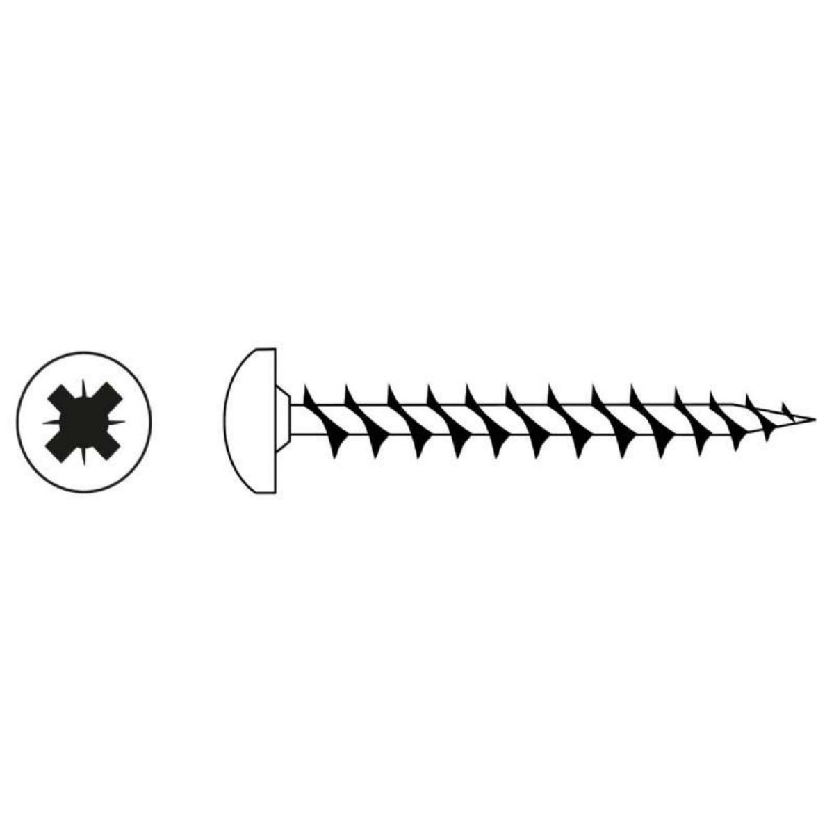  Vis agglo tête ronde PZ zinguée cruciforme Vissal 4x50 mm  lot de 7 vis