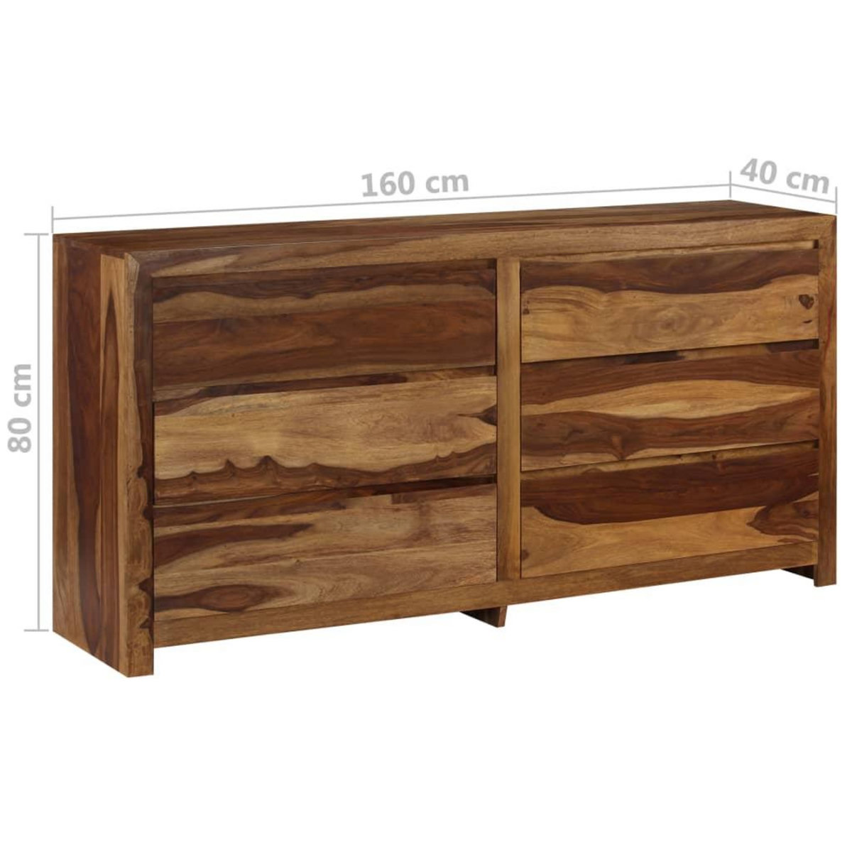 VIDAXL Meuble a tiroirs Bois massif de Sesham 160x40x80 cm