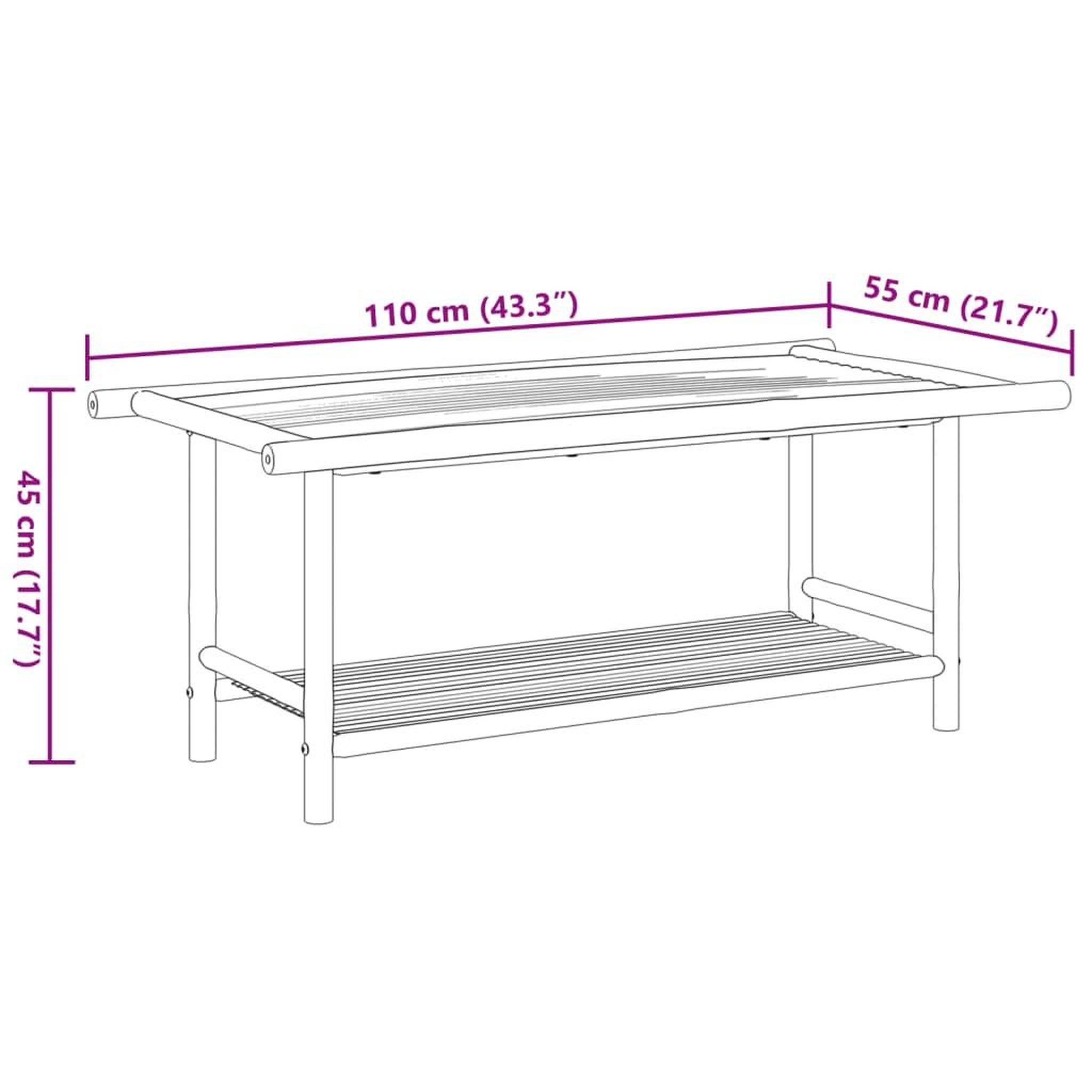 Voir la diapositive 6 : VIDAXL Table basse 110x55x45 cm bambou