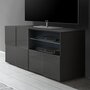 KASALINEA Petit meuble TV gris laqué brillant DOMINOS 2-L 121 x P 42 x H 57 cm- Gris
