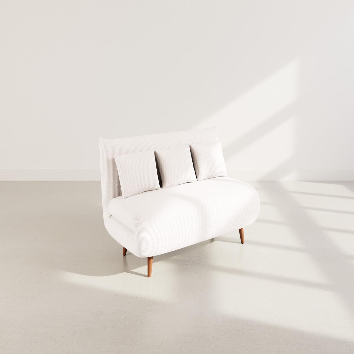BEST MOBILIER Lumi - banquette convertible clic-clac 2 places en velours côtelé