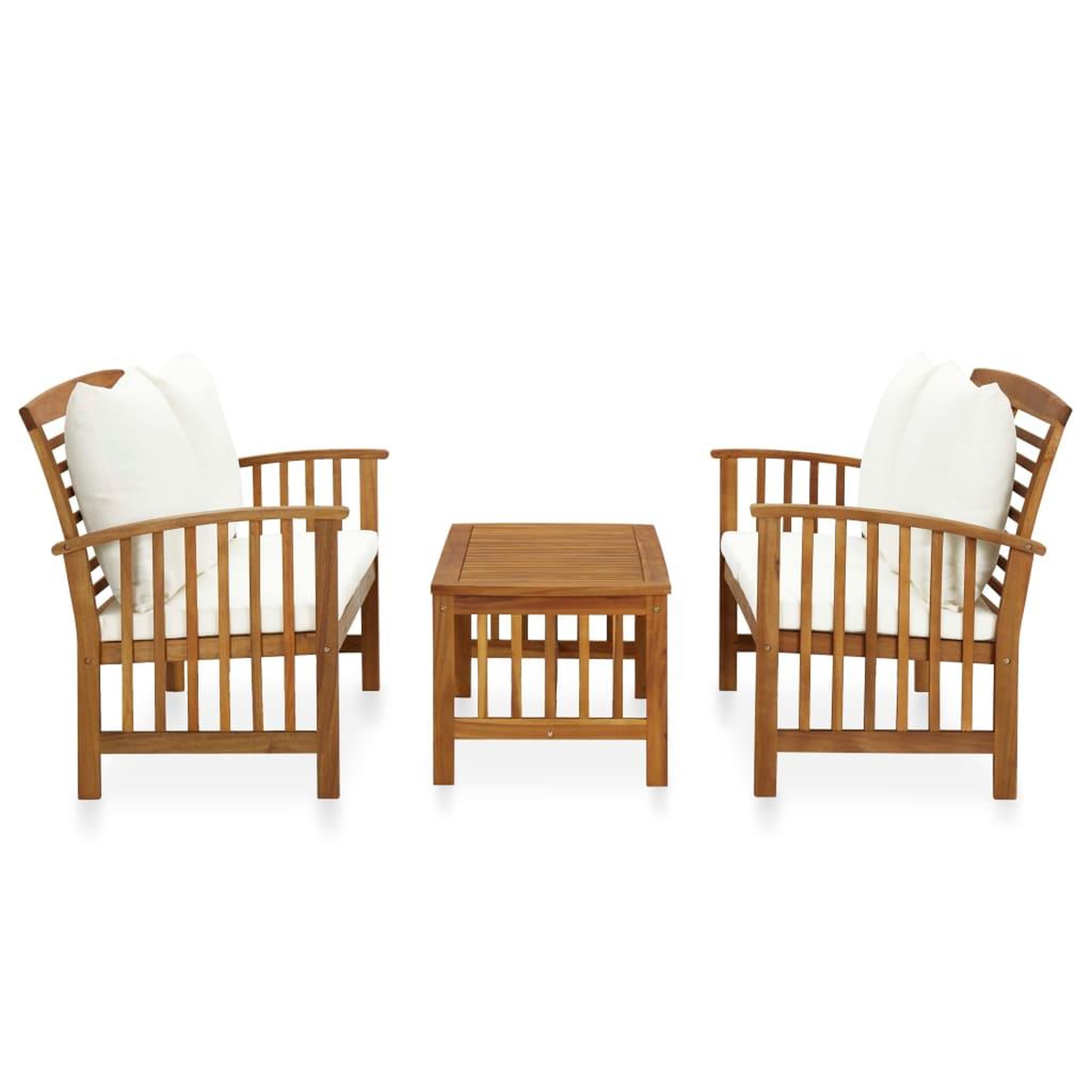 Voir la diapositive 2 : VIDAXL Salon de jardin 3 pcs avec coussins Bois d'acacia massif