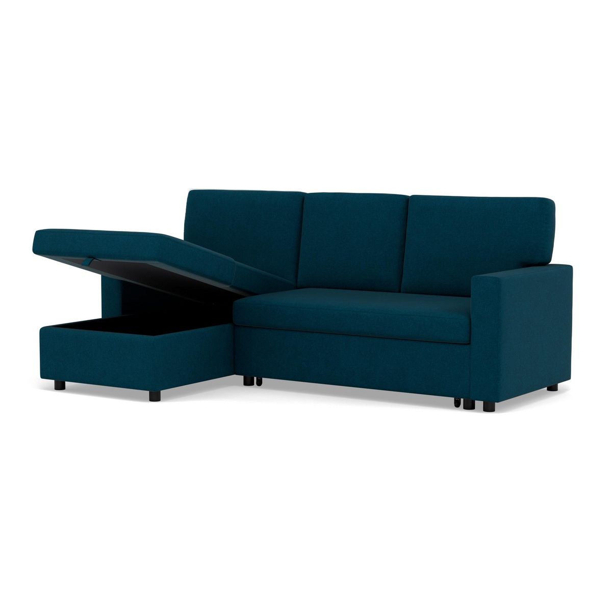 BEST MOBILIER Meiya - canapé d'angle réversible 4 places convertible avec coffre en tissu