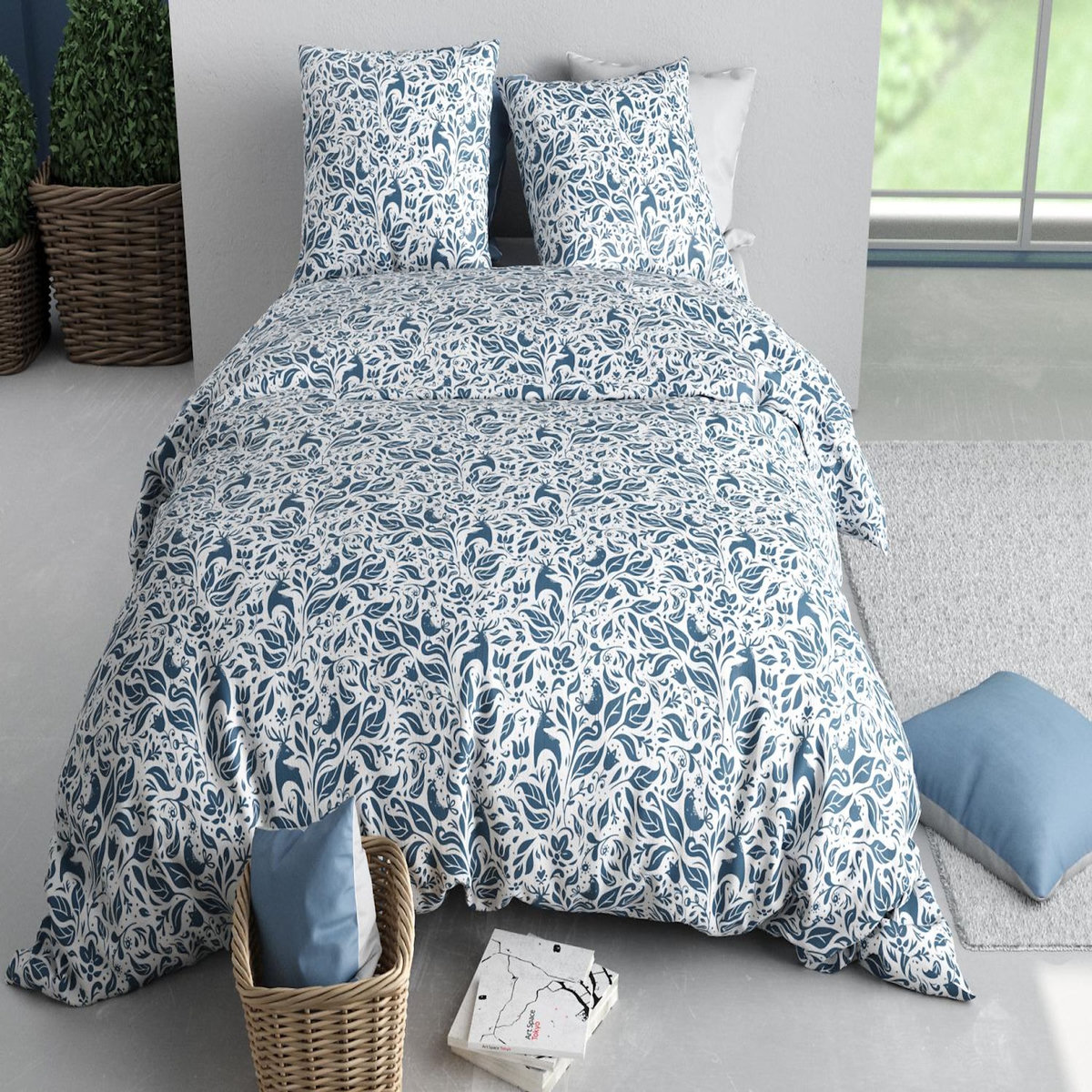 ATELIER DU COTON Parure housse de couette imprimée 100% coton 57fils BLOUVA