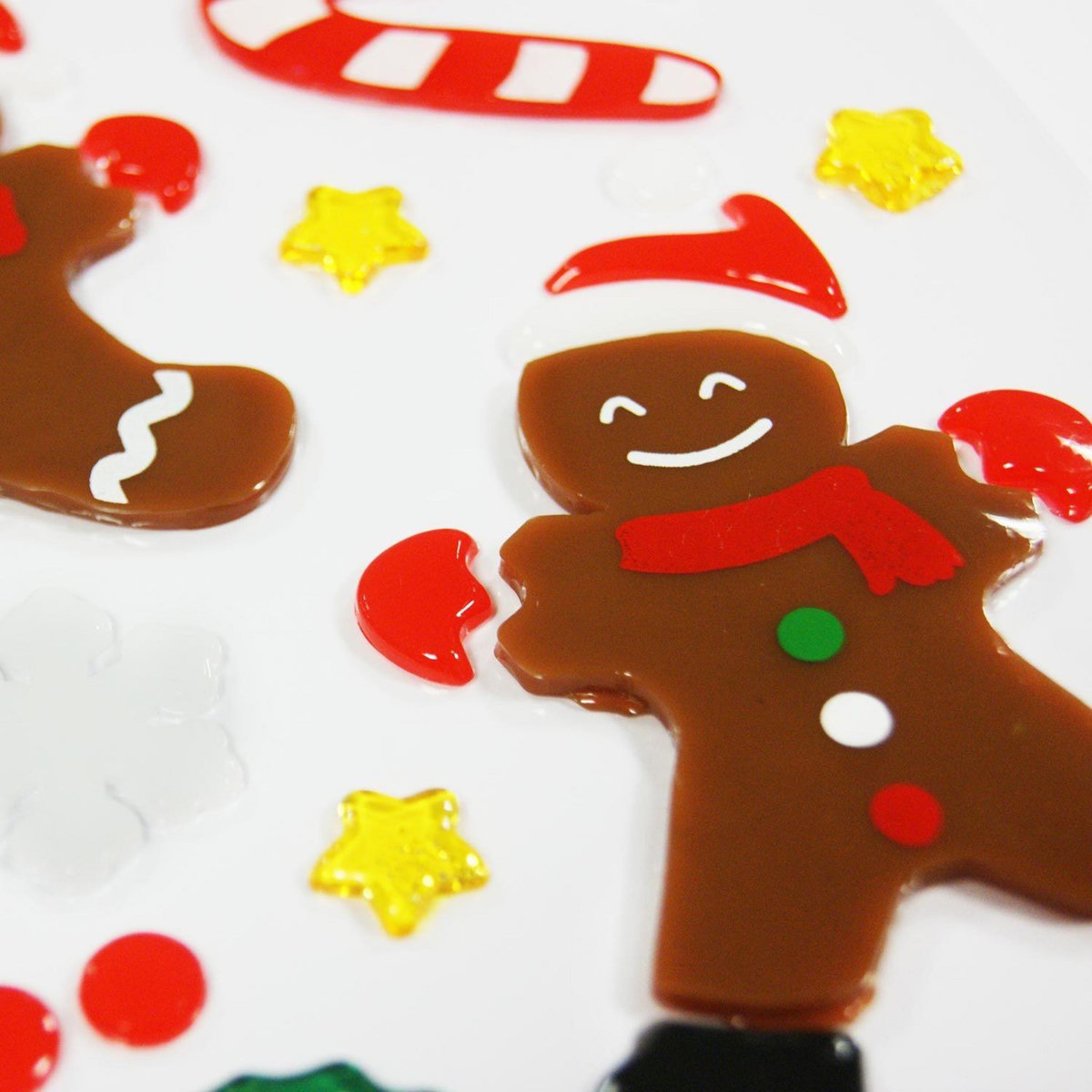 GLOBAL GIFT Stickers gel Noël pour fenêtre - Bonhommes en pain d'épices